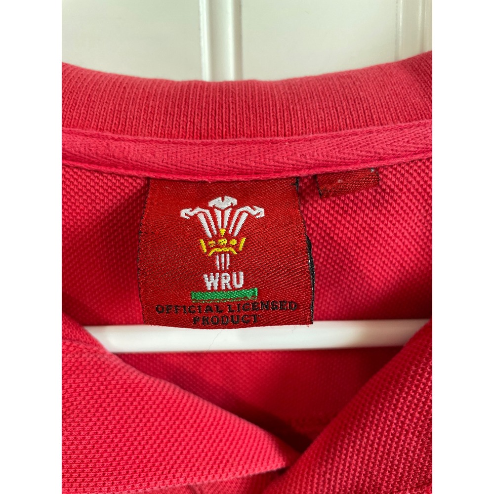 WRU Wales Rugby Union Mens Large Red Short Sleeve Pique Cotton Polo Shirt - Picture 5 of 11
